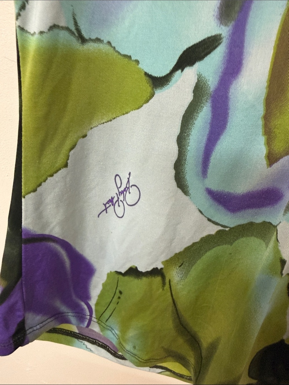 Baby Phat Green Purple Floral Button-Up Polo Y2K - Picture 2 of 4